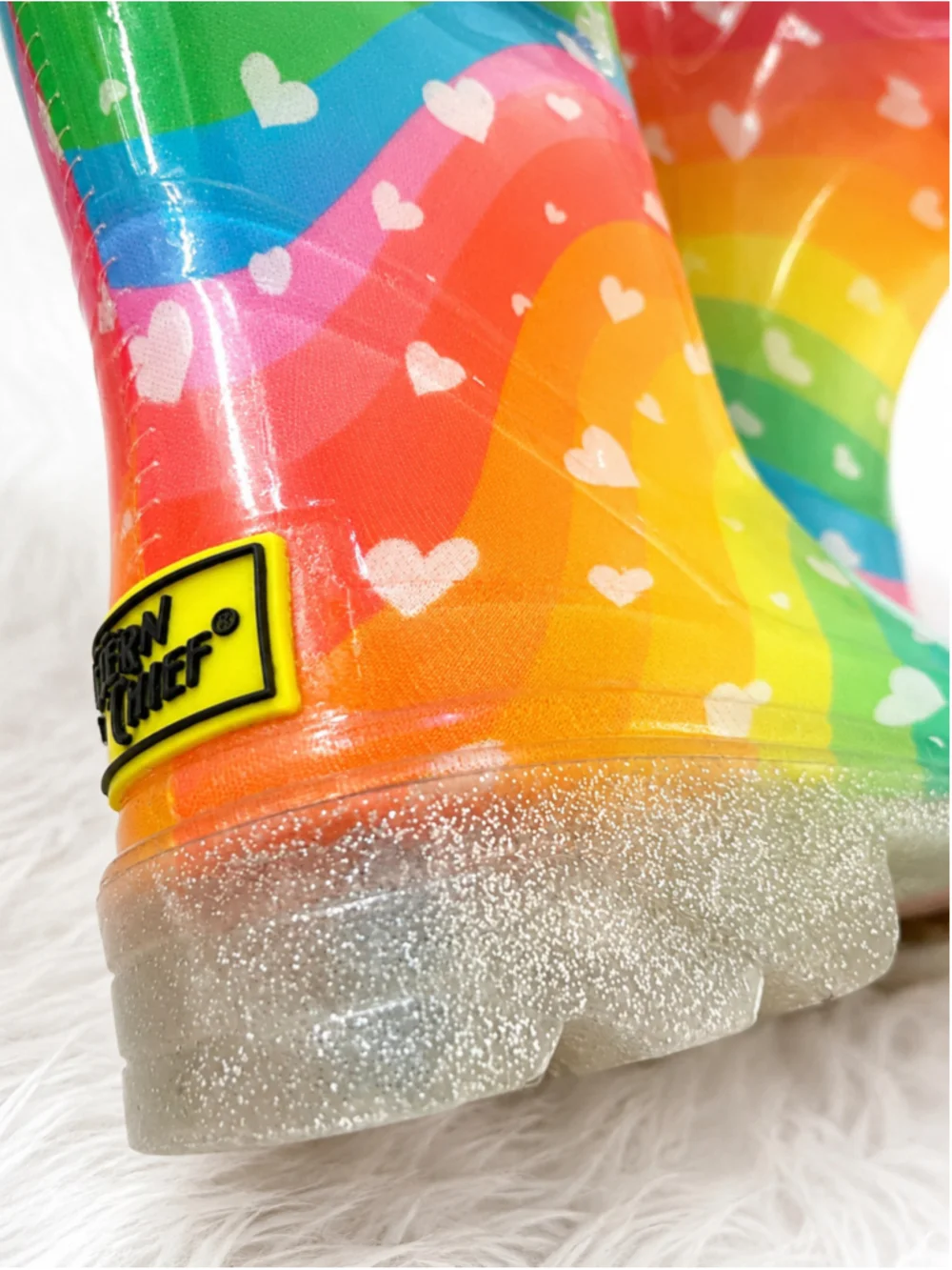 Western Chief Rainbow Heart Waves Light-Up Rain Boots Toddler Girls Size 10